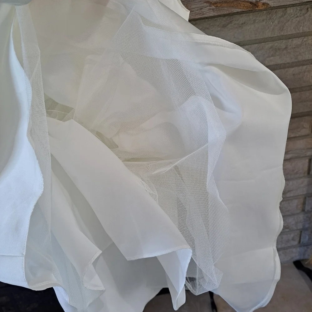 New Sweetie Pie Girls Size 2 Ivory Satin Flower Girl Dress Buttons Beaded Belt - Picture 11 of 12